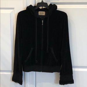 New Juicy Couture embroidery tier sleeve velour zip up hoodie sweatshirt
